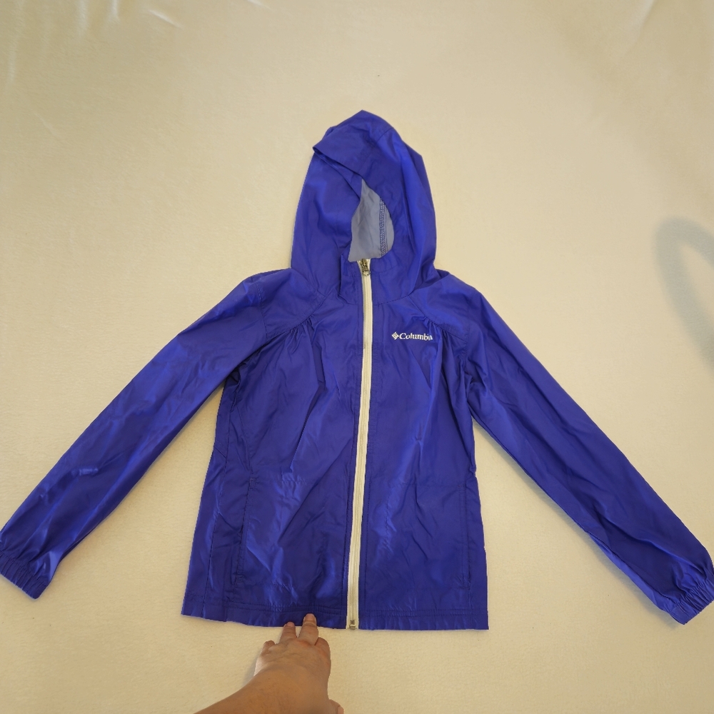 Columbia Girls Blue Hooded Windbreaker Jacket Size S